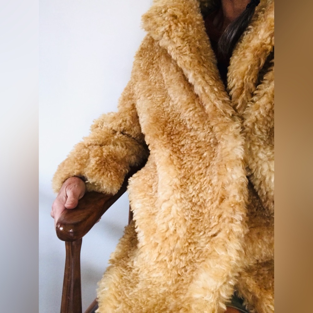 H&M Faux Fur Honey Colour Teddy Jacket Size Small